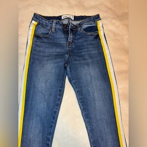 Blue Jeans with Yellow and white Stripe